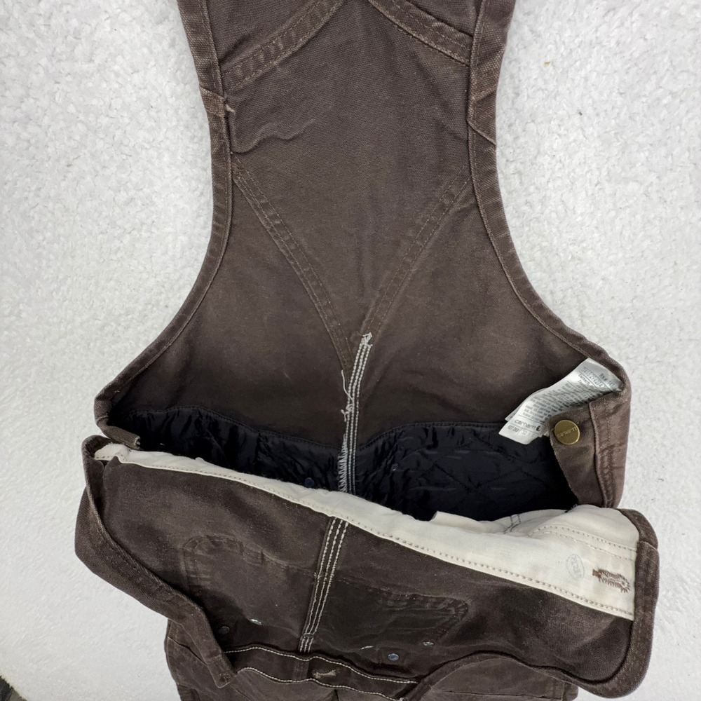 Carhartt R27 DKB Quilt Lined Sandstone Bib Overalls Dark Brown 32 x 30 Mens - Picture 4 of 13